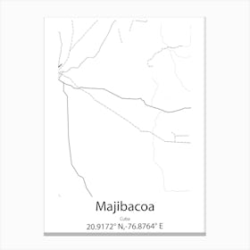 Majibacoa,Cuba Minimalist Map Canvas Print