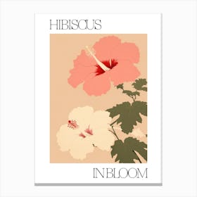 Hibiscus In Bloom Flowers Bold Illustration 3 Canvas Print