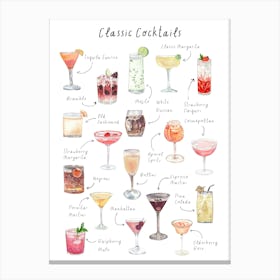 Classic Cocktails Print Canvas Print