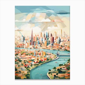 Melbourne, Australia, Geometric Illustration 1 Canvas Print