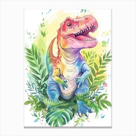 Pastel Watercolour Carnotaurus Dinosaur 1 Canvas Print