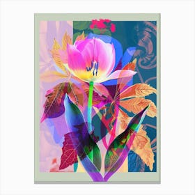 Tulip 4 Neon Flower Collage Canvas Print