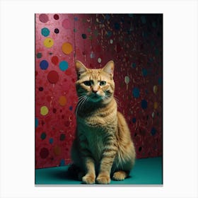 Cat In Front Of A Colorful Wall Canvas Print