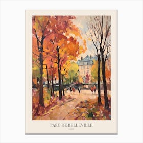 Autumn City Park Painting Parc De Belleville Paris France 1 Poster Canvas Print