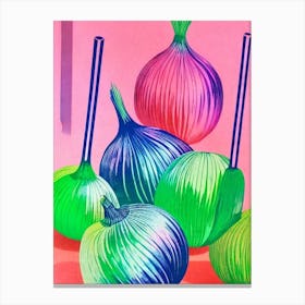 Onion Risograph Retro Poster vegetable Canvas Print