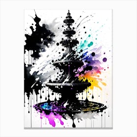 Fountain In Black And White Canvas Print