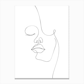 One Line Drawing Of A Woman'S Face Canvas Print