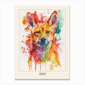 Dingo Colourful Watercolour 1 Poster Canvas Print