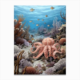 Octopus Searching For Prey Illustration 7 Canvas Print