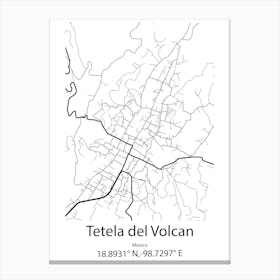 Tetela Del Volcan,Mexico Minimalist Map Canvas Print