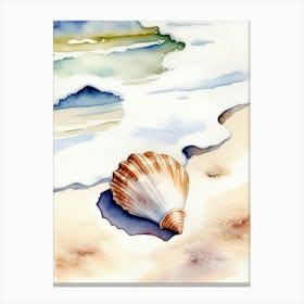 Seashell on the beach, watercolor painting 1 Canvas Print
