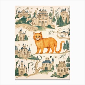 Ginger Cat & Medieval Castles 2 Canvas Print