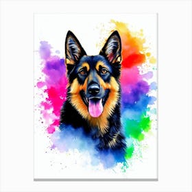German Shepherd Rainbow Oil Painting dog Canvas Print