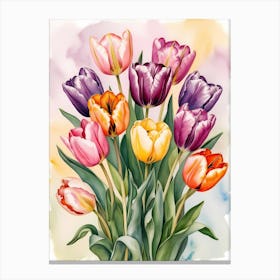 Watercolor Tulips Canvas Print