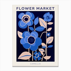 Blue Flower Market Poster Camellia 1 Canvas Print