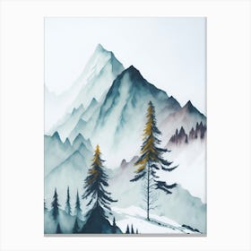 Mountain And Forest In Minimalist Watercolor Vertical Composition 368 Canvas Print