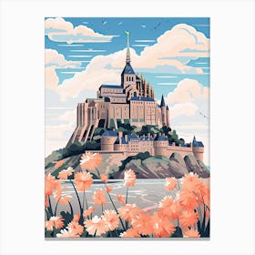 Mont Saint Michel   Normandy, France   Cute Botanical Illustration Travel 2 Canvas Print