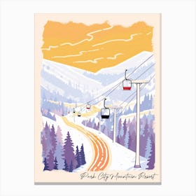 Poster Of Park City Mountain Resort   Utah, Usa, Ski Resort Pastel Colours Illustration 2 Canvas Print