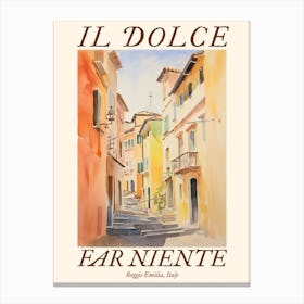 Il Dolce Far Niente Reggio Emilia, Italy Watercolour Streets 4 Poster Canvas Print