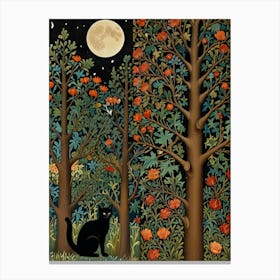 Cat In The Forest Style William Morris 9 Canvas Print