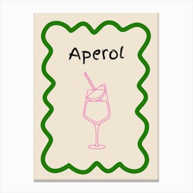 Aperol Doodle Poster Green & Pink Canvas Print