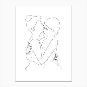 One Line Drawing Of Women Hugging Stampe su tela