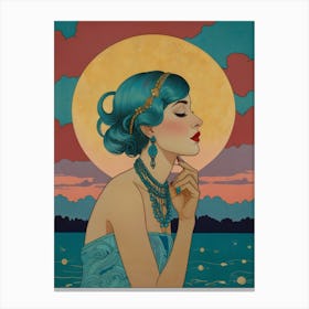 Woman With Blue Hair Canvas Print