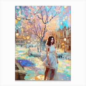 Girl In A White Dress Canvas Print