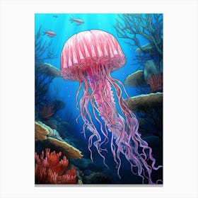 Irukandji Jellyfish Cartoon 3 Canvas Print