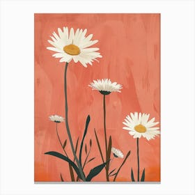 Set Of 4 Simple Hand Drawn Daisies On Pink Paper 18 Canvas Print