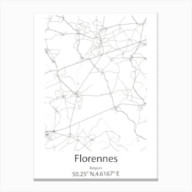 Florennes,Belgium Minimalist Map Canvas Print