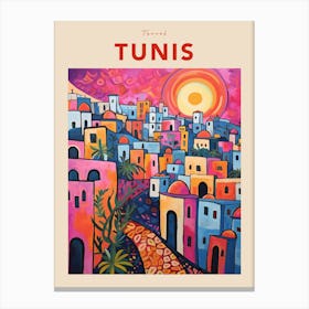 Tunis Tunisia 3 Fauvist Travel Poster Canvas Print