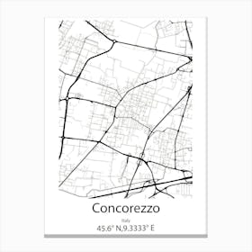 Concorezzo,Italy Minimalist Map Canvas Print