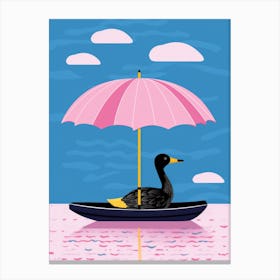 Duck In A Pink Umbrella Canvas Print