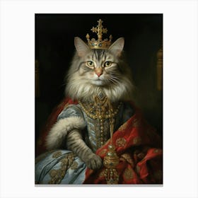 Cat With A Crown Rococo Style  7 Canvas Print