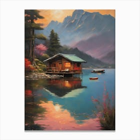 Cabin By The Lake Canvas Print