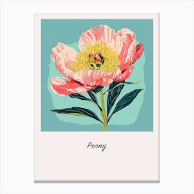 Peony 1 Square Flower Illustration Poster Canvas Print