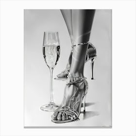 High Heels And A Glass Of Wine Canvas Print