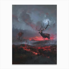 Deer In The Night Canvas Print