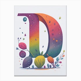 Colorful Letter D Illustration 32 Canvas Print