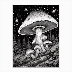 Mushroom And A Starry Night 4 Canvas Print