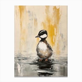 Minimalist Portrait Of A Duckling Black & White 4 Canvas Print