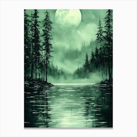 Full Moon In The Forest, Monochrome, Charcoal Style Leinwandbild