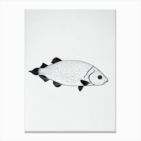 Barreleye Fish Black & White Drawing Canvas Print