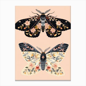 Textile Butterflies William Morris Style 8 Canvas Print