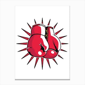 Red Boxing Gloves Logo Canvas Print