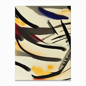Watercolour Splotches Lines Brush Strokes Abstract Modern Minimal Canvas Print