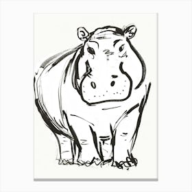B&W Hippopotamus Canvas Print