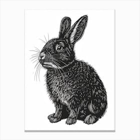 Chinchilla Blockprint Rabbit Illustration 3 Canvas Print