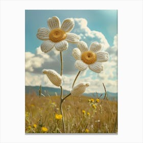 Double Daisy Knitted In Crochet 1 Canvas Print